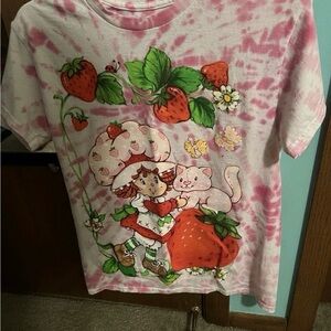 Hot Topic Pink Tie-Dye Strawberry Graphic Tee
